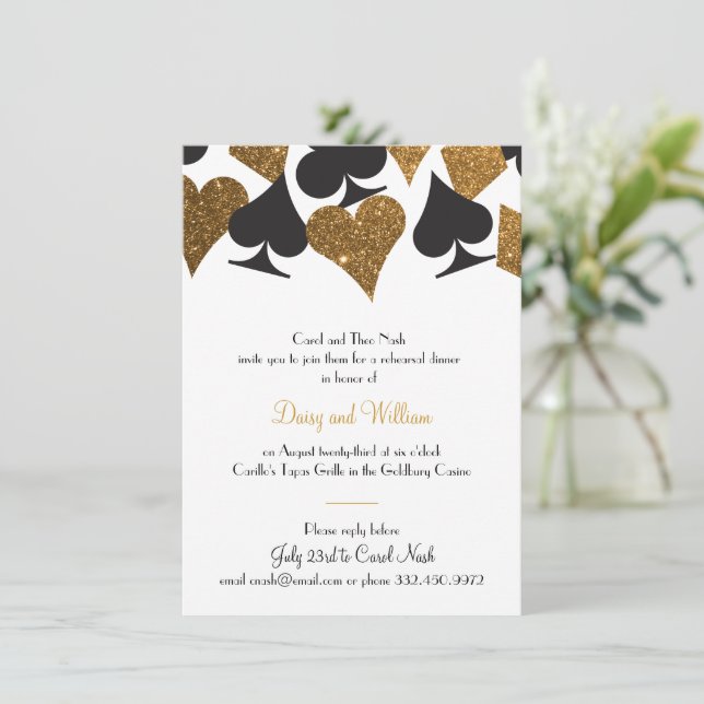 Destiny Las Vegas Casino Party Faux Gold Glitter Invitation Card