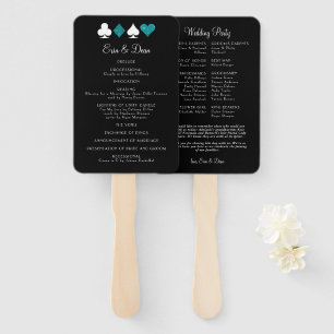 DEstiny Vegas Teal Glitter Wedding Program Fan