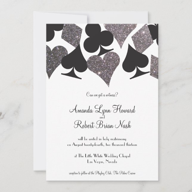 Destiny Vegas Wedding Invite Faux Silver Glitter (Front)