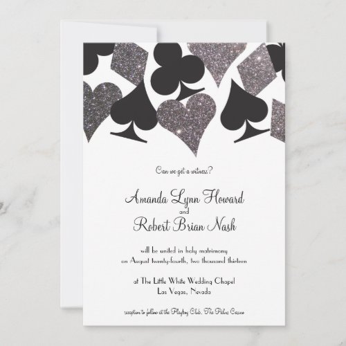 Destiny Vegas Wedding Invite Faux Silver Glitter