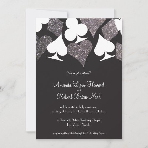 Destiny Vegas Wedding Invite Faux Silver Glitter