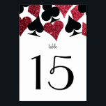 Destiny Vegas Wedding Reception Red Faux Glitter Table Number<br><div class="desc">Perfect for a Vegas wedding in a little chapel off the strip,  all you need is love and a witness or two! Personalize this table number card with your table numbers,  don't forget to do one for each table.</div>