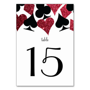 Destiny Vegas Wedding Reception Red Faux Glitter Table Number