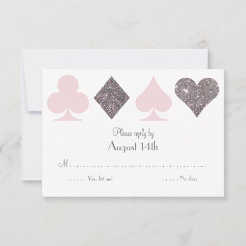 Destiny Vegas Wedding Reply Card Blush Pink Silver