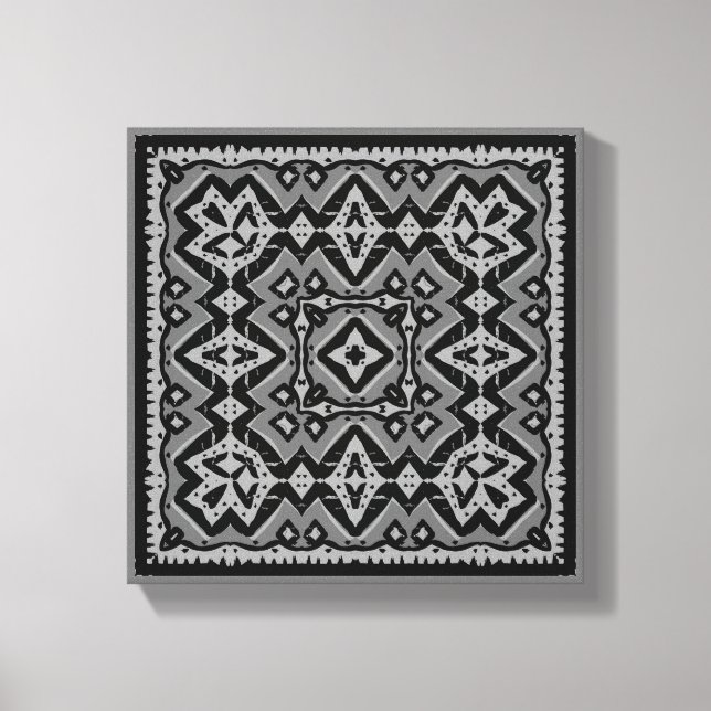 Destressed Abstract original black and gray tile  Canvas Print (Front)