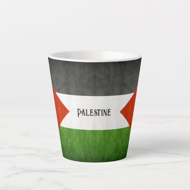 Destressed Grunge Palestine Flag Latte Mug (Front)