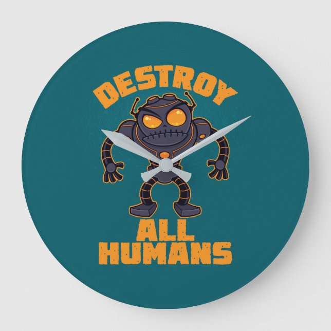 Destroy All Humans Angry Robot Large Clock (Front)