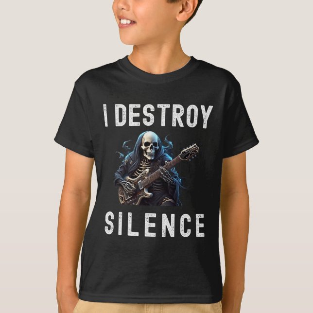 Destroy Silence Ghost Guitar Funny Guitar  T-Shirt (Front)