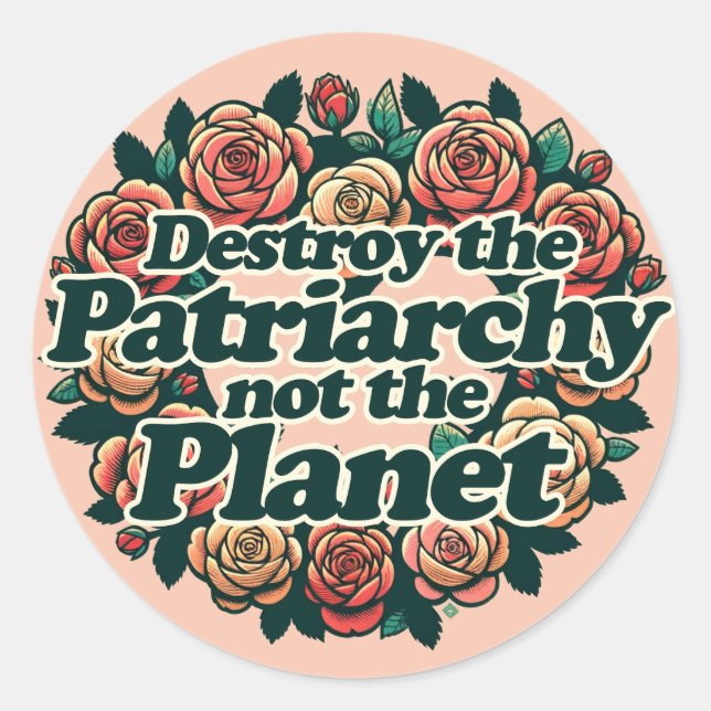 Destroy the Patriarchy not the Planet              Classic Round Sticker (Front)