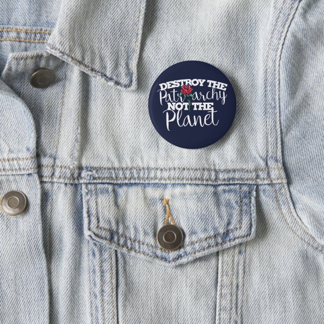 Destroy the Patriarchy not the Planet Feminist Button (In Situ)