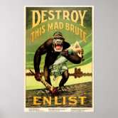 Vintage World I Poster | Zazzle Propoganda Gorilla German War