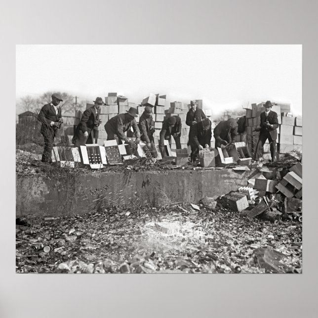 Destroying Bootleg Liquor, 1923. Vintage Photo Poster (Front)