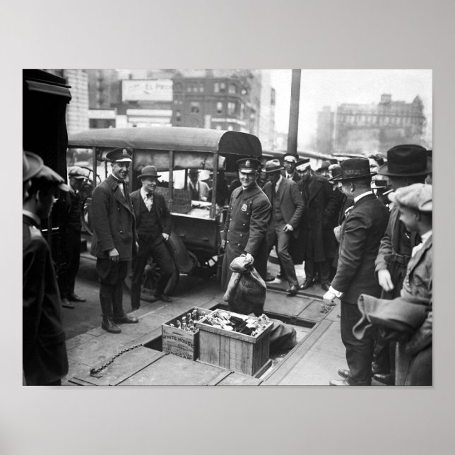 Destroying Booze - Prohibition Era - 1923 Poster (Front)