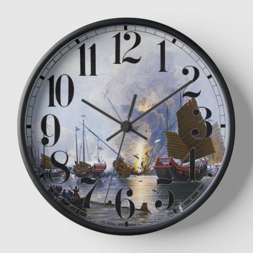 Destroying Chinese War Junks 1843 Clock