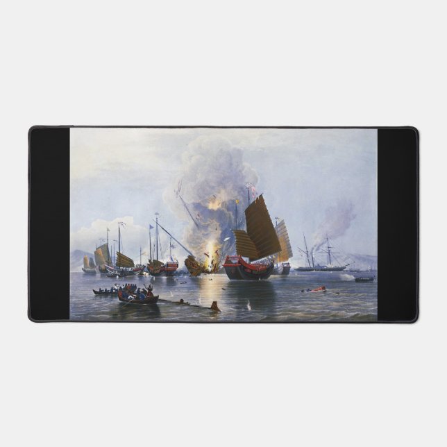 Destroying Chinese War Junks 1843 Desk Mat (Front)