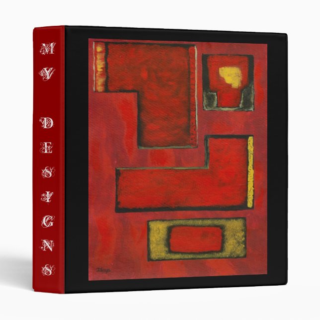 Detached Abstract Geometric Art Red Black Painting Binder (Front/Spine)