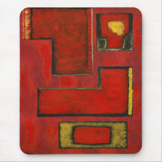 Detached Abstract Geometric Art Red Black Painting Mouse Pad