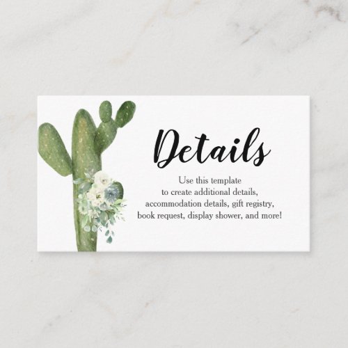 Detail Cactus White Flowers Taco bout Love  Enclosure Card