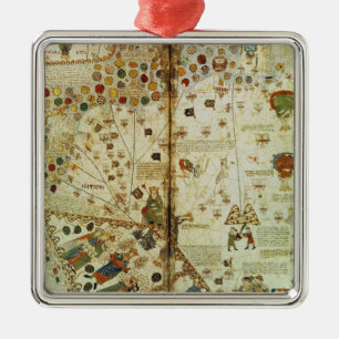 Detail from a Catalan World Map Metal Ornament
