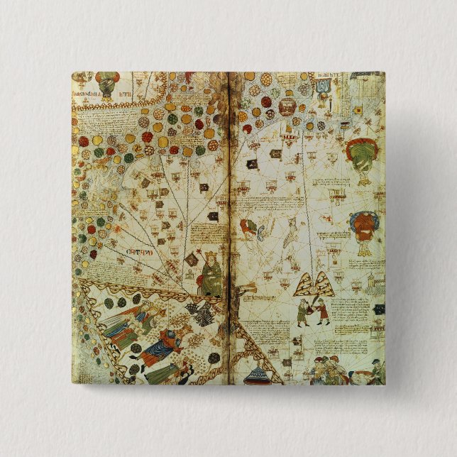 Detail from a Catalan World Map Pinback Button (Front)