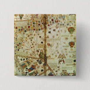 Detail from a Catalan World Map Pinback Button