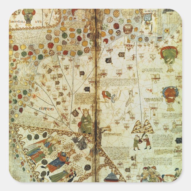 Detail from a Catalan World Map Square Sticker (Front)