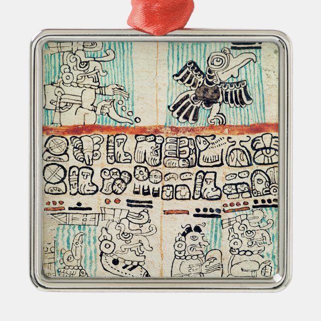 Detail from a Mayan codex Metal Ornament (Front)
