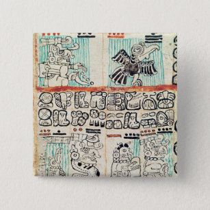 Detail from a Mayan codex Pinback Button
