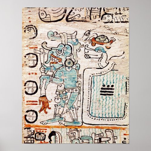 Detail from a Mayan codex Poster