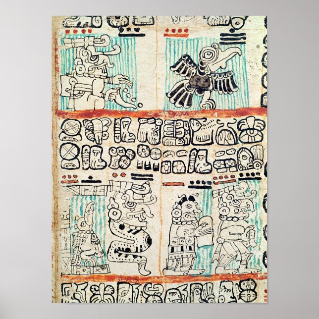 Detail from a Mayan codex Poster (Front)