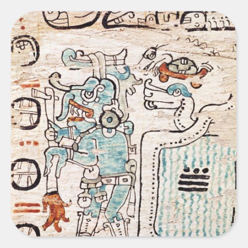 Detail from a Mayan codex Square Sticker