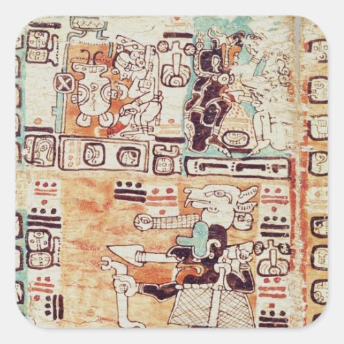 Detail from a Mayan Codex Square Sticker