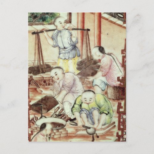 Detail from a vase depicting artisans postcard