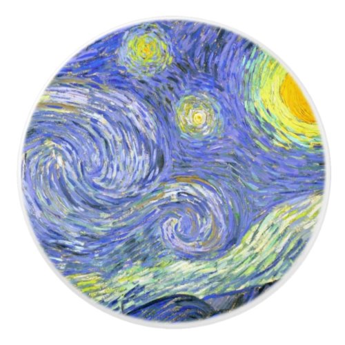 Detail from Starry Night by Vincent Van Gogh Ceramic Knob