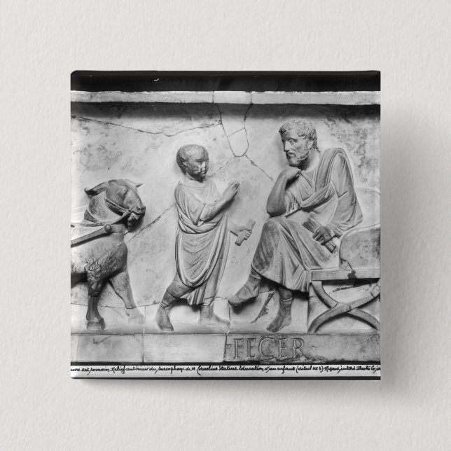 Detail from the sarcophagus of Cornelius Button (Front)