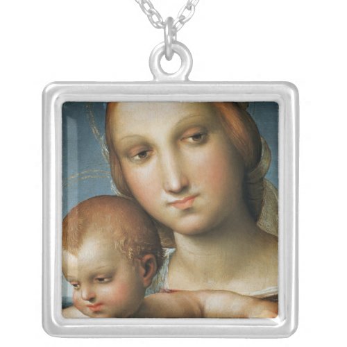 Detail from Virgin and Child Attributed to Rapha Silver Plated Necklace