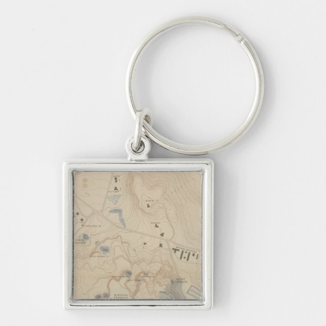 Detail Map of Mammoth Hot Springs Keychain (Front)