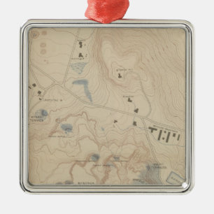 Detail Map of Mammoth Hot Springs Metal Ornament