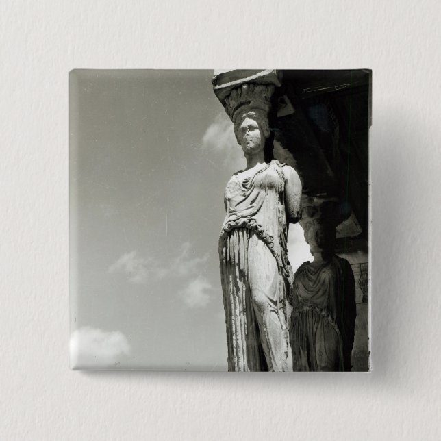Detail of a caryatid from the Erechtheion Pinback Button (Front)