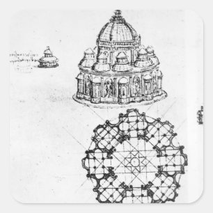 Detail of a Centralised church, c.1488 Square Sticker