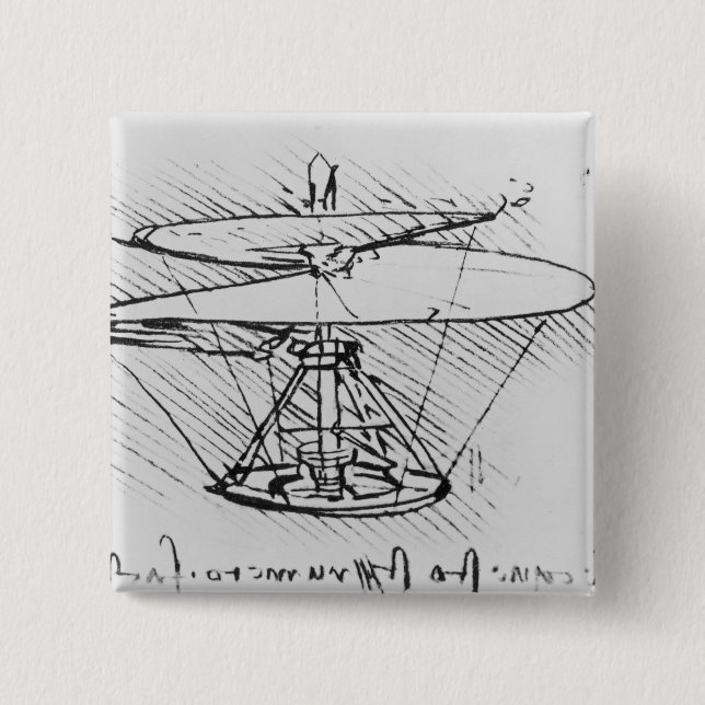 Detail of a design for a flying machine, c.1488 pinback button (Front)