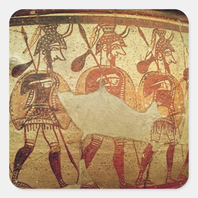 Detail of a red figure krater square sticker (Front)
