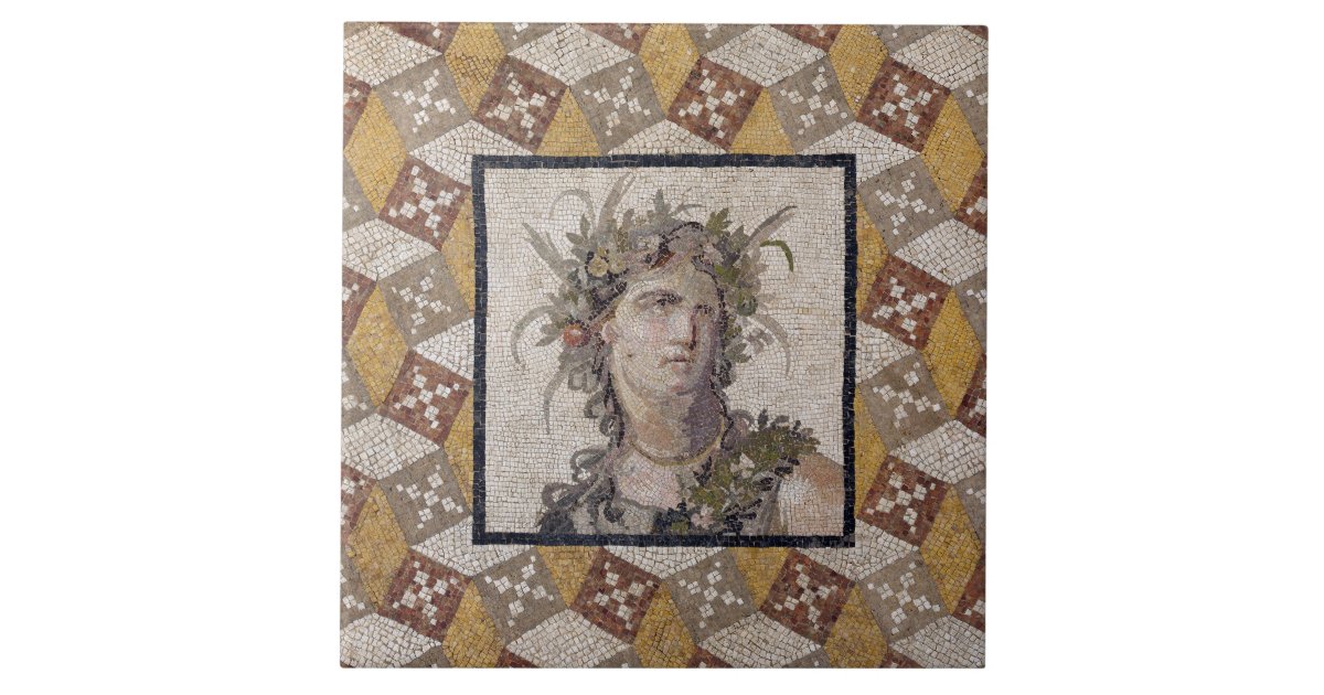 Detail of a Roman Mosaic Floor Panel - Tile | Zazzle