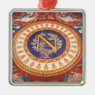 Detail of a rug with the 'N' of Napoleon I Metal Ornament