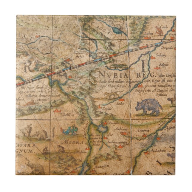 Detail of Africa from a Globe Ceramic Tile (Front)