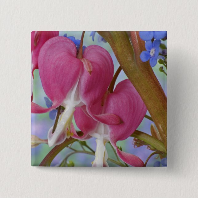 Detail of bleeding hearts and Brunnera Jack Pinback Button (Front)