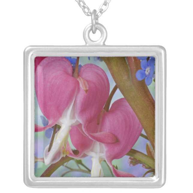 Detail of bleeding hearts and Brunnera Jack Silver Plated Necklace (Front)