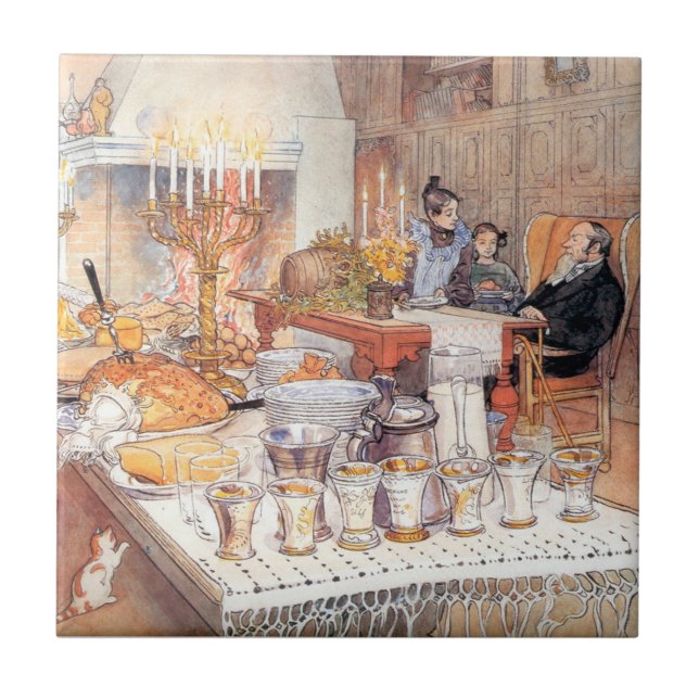 Detail Of Christmas Eve - Carl Larsson 1906 Ceramic Tile (Front)