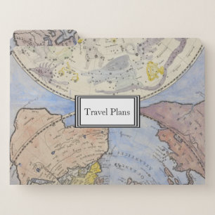 Detail of Cool Vintage Old World Map Travel Plans File Folder