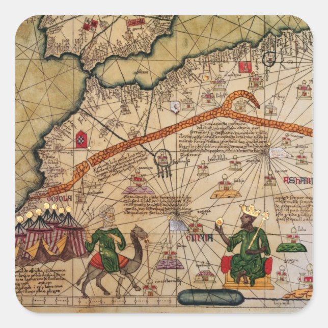 Detail of Copy of a Catalan Map of Europe Square Sticker (Front)